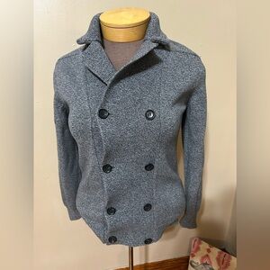 H&M Double Breasted Collared Grey Cardigan Knit Sweater Women's Size Small